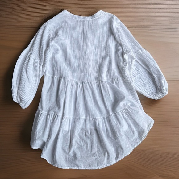 Tempo Paris Blouse White Gauzy Oversized Peasant Top Sz S High/lo Minimalist - Picture 4 of 8